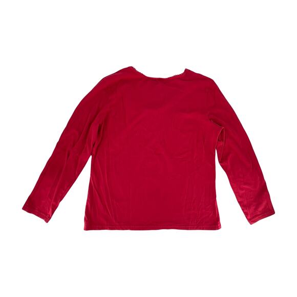 Adonna Long Sleeve Sleep Shirt Pajama Top 12-14 Large Red 95% Cotton - Picture 3 of 11